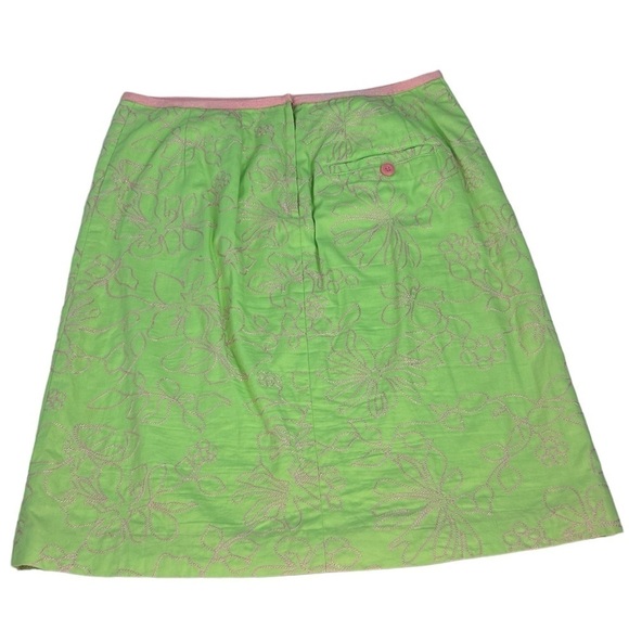 Liz Claiborne Women SZ 6 Neon Green Pink Floral Embroidery Skirt Y2k 80s 90s - Picture 2 of 9
